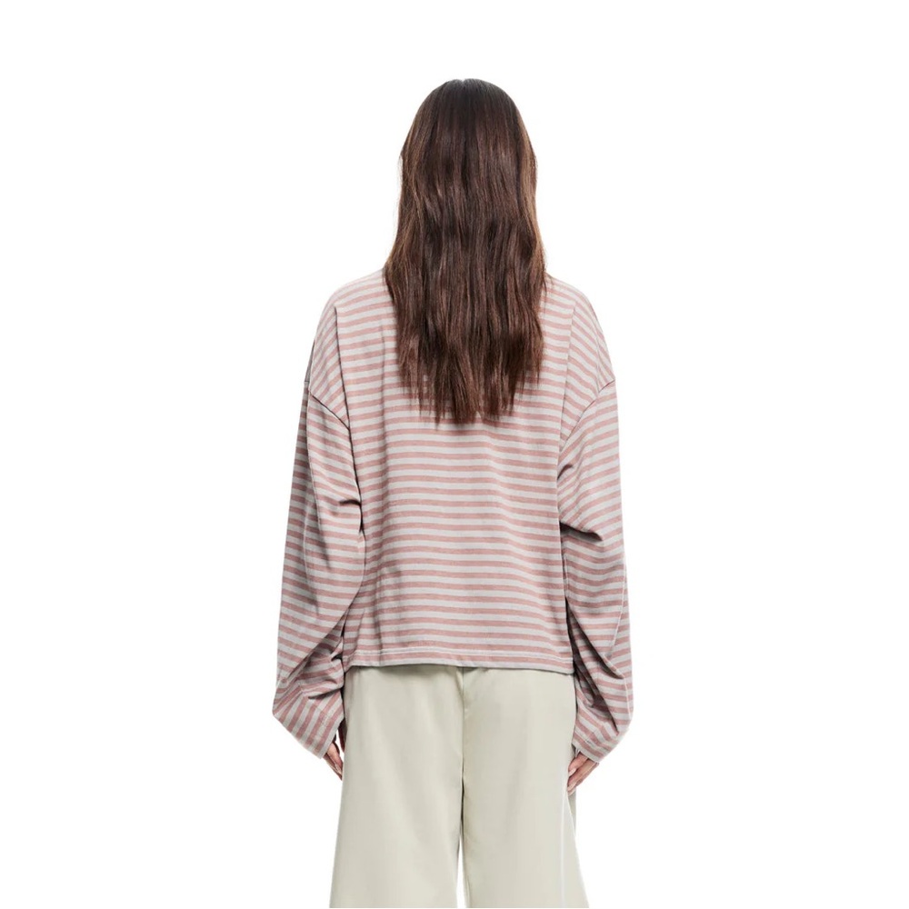 Lioness Pink and White Striped Relaxed Long Sleeve Top - Picture 3 of 6